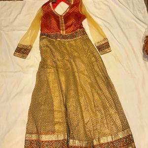 Orange & gold indian suit with orange chuni